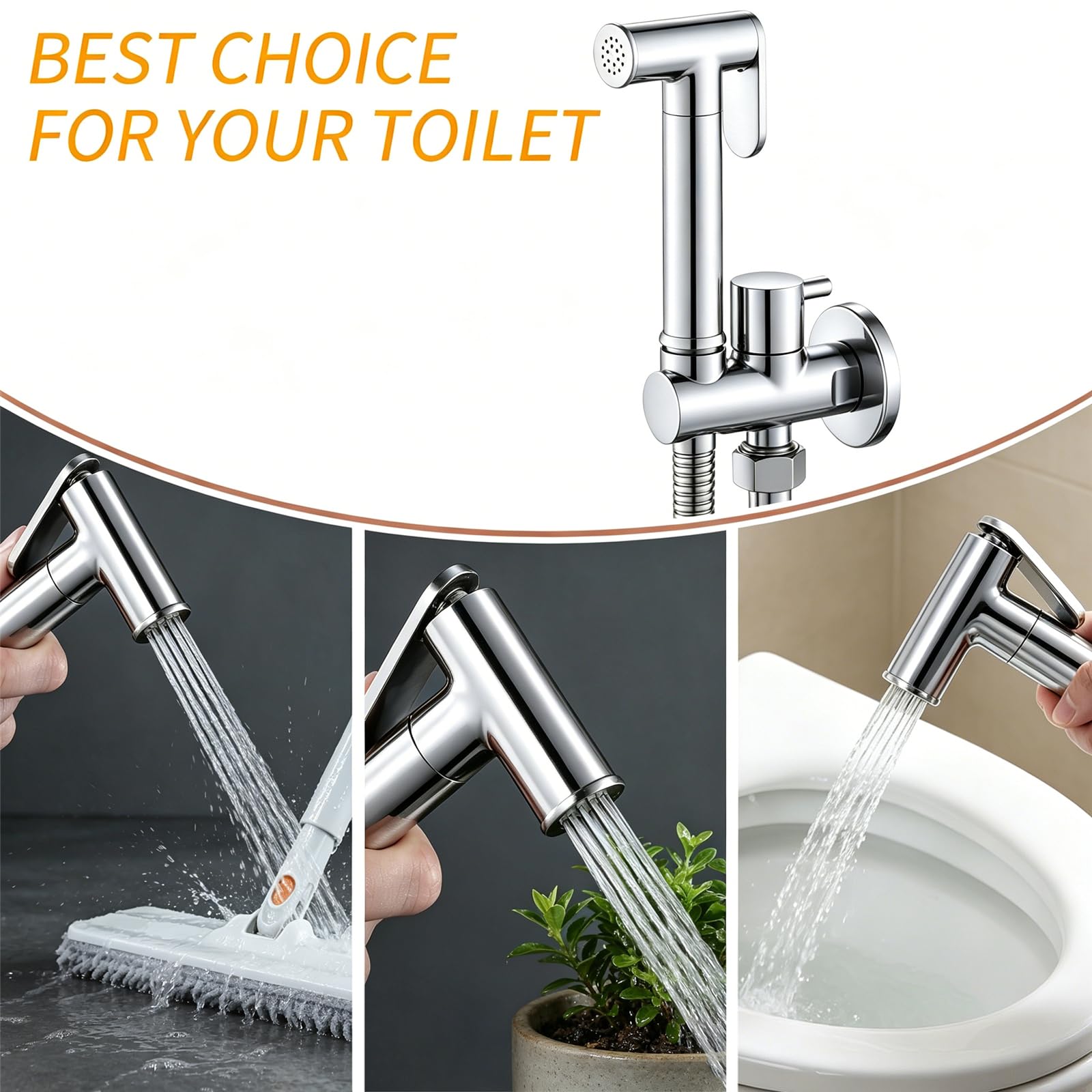 Bidet Portatile Kit Doccetta Bidet a Parete Ottone Doccetta per Bidet wc Acqua Fredda Handheld Bidet Spruzzatore Cromo Kit di Spruzzatore per Bidet con Tubo Doccia 1,2m