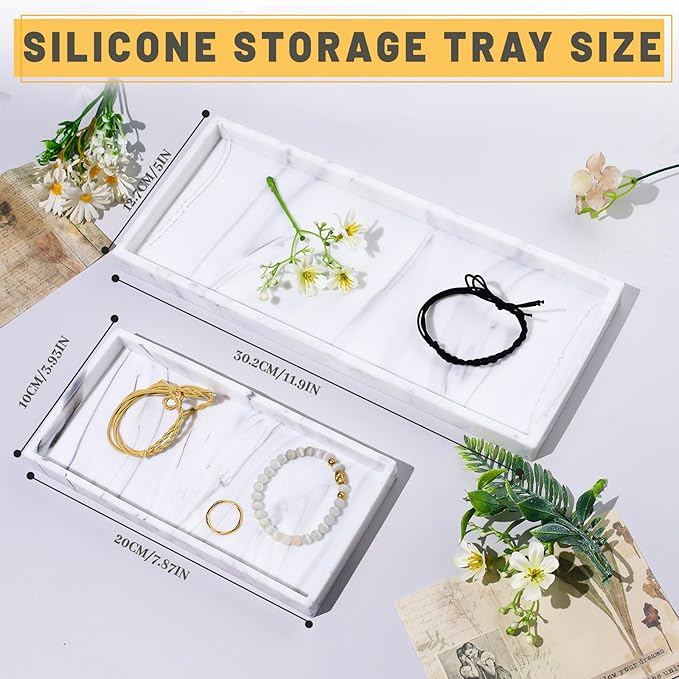 2 Bandejas de Baño de Silicona, Organizador para Toilette, Sink, Mesa miniatura 3