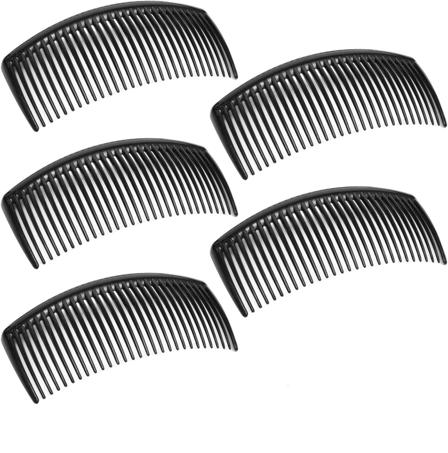 5 Packs French Twist Combs – Plastic Side Hair Combs with 29 Teeth for Fine Hair, Black Hair Clip Accessory for Women