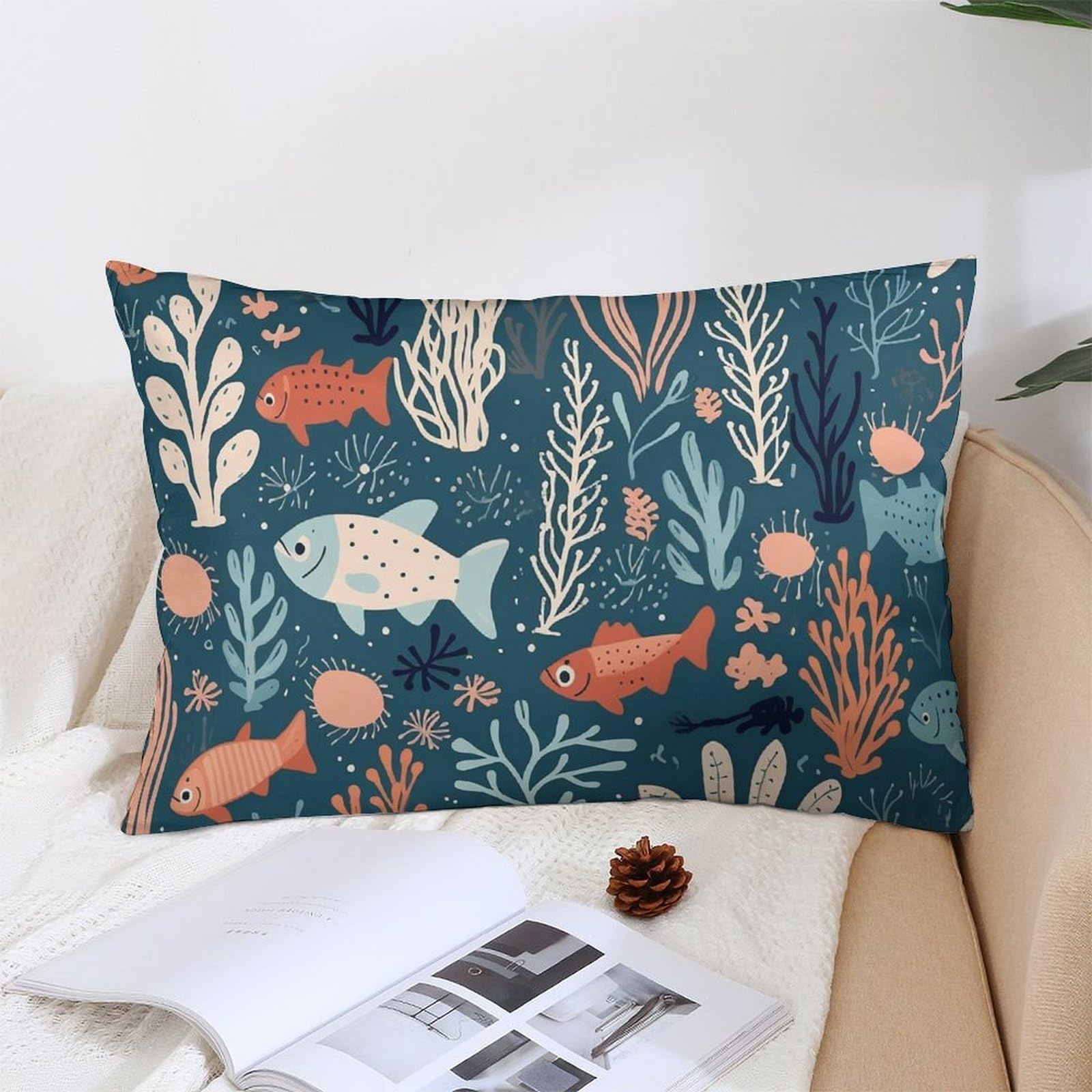 NTVOWPZO Decoration Throw Pillow Covers 12 "x20 Pillowcases Covers Corals and Plants Soft Pillowcases Modern Farmhouse Home Decor Sofa Cushions Covers for Couch Bed Living Room
