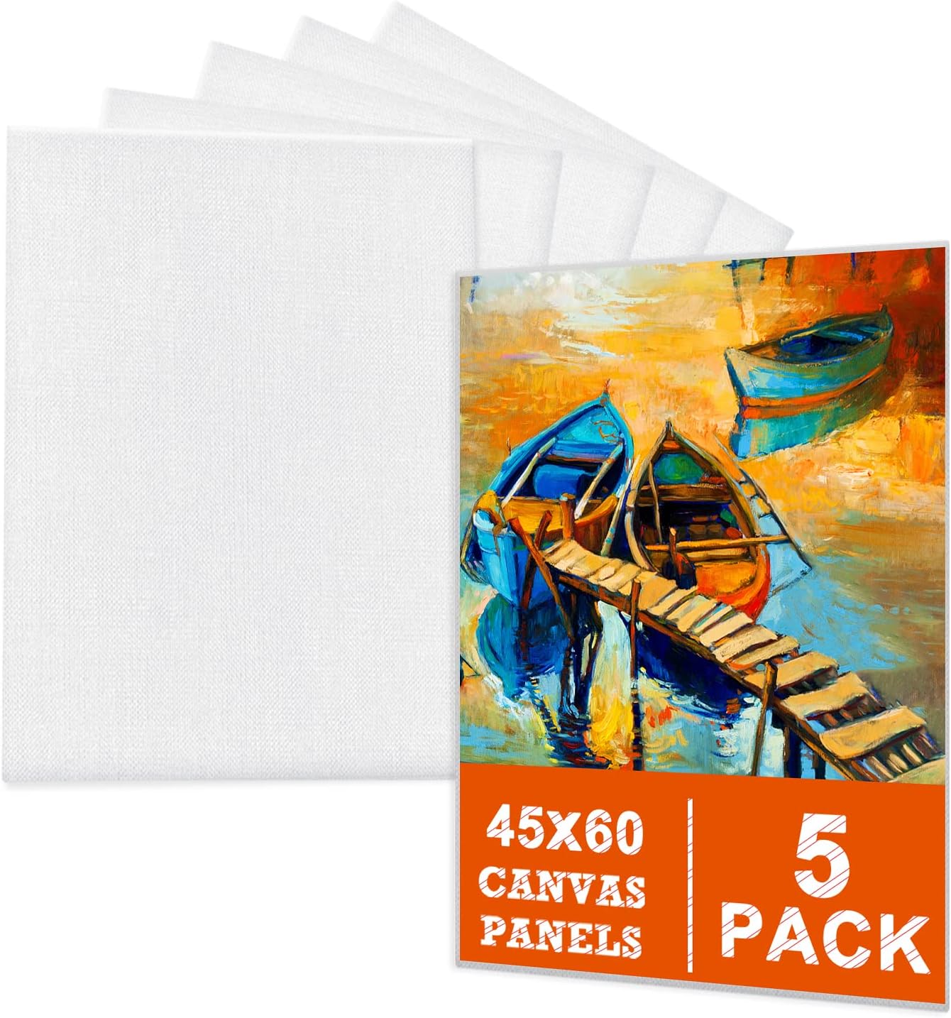 5 Packs Blank Canvas Panels Board 45 x 60 cm(18" x 24"), 100 Cotton