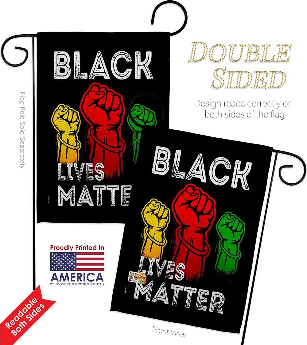 Justice for BLM Yard Signs Wall Decor American Flag Banner Pack Patio Porch Lawn Garden Outdoor Decorations Tapestry Black History Month BLM African Americans Heritage Made in USA