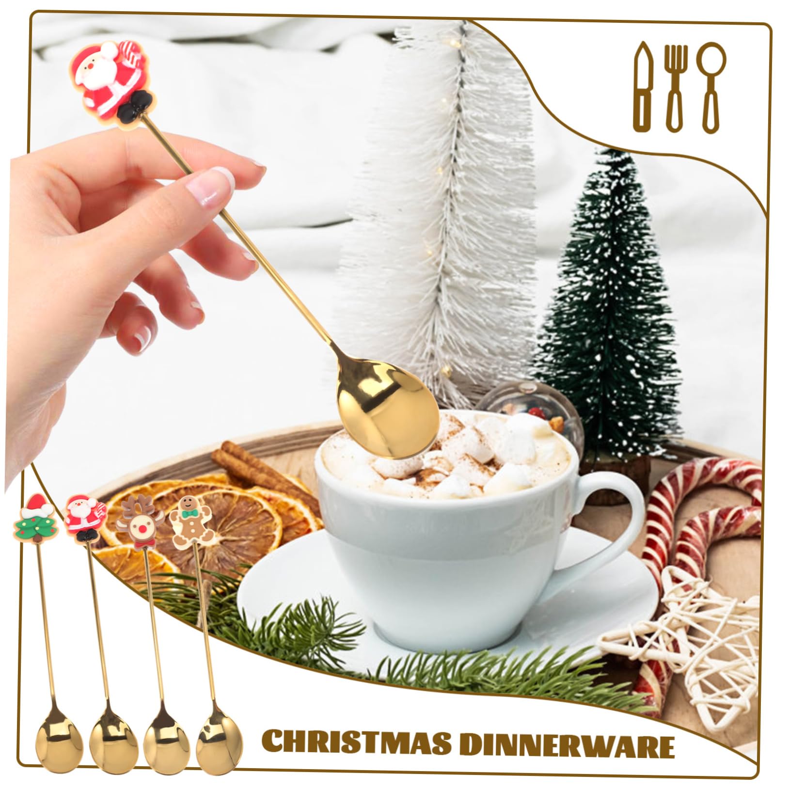 TOPBATHY 24 Stück Edelstahl Löffel Gold - Weihnachtsbesteck Für Kaffee & Dessert