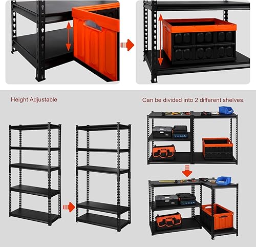 Miniatura 7 de PACHIRA E-Commerce Estantería de garaje de 5 niveles, estante de almacenamiento ajustable resistente para cocina, garaje, oficina, 28 pulgadas de