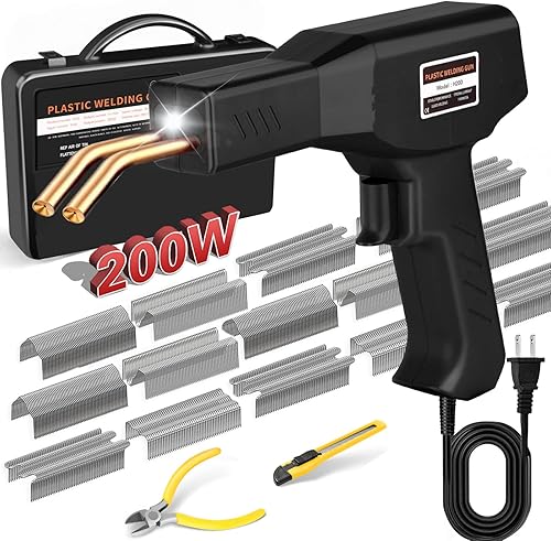 Kit de soldador de plástico GNI de 200W, kit de reparación de plástico con 1000 grapas, kit profesional de soldadura de plástico, kit de reparación