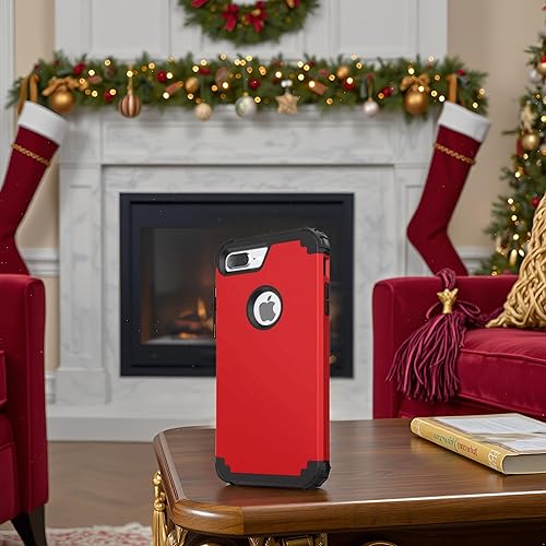 Miniatura 2 de IDweel Funda para iPhone 8 Plus, para iPhone 7 Plus con protector de pantalla de vidrio templado, 3 en 1, a prueba de golpes, delgada, híbrida,