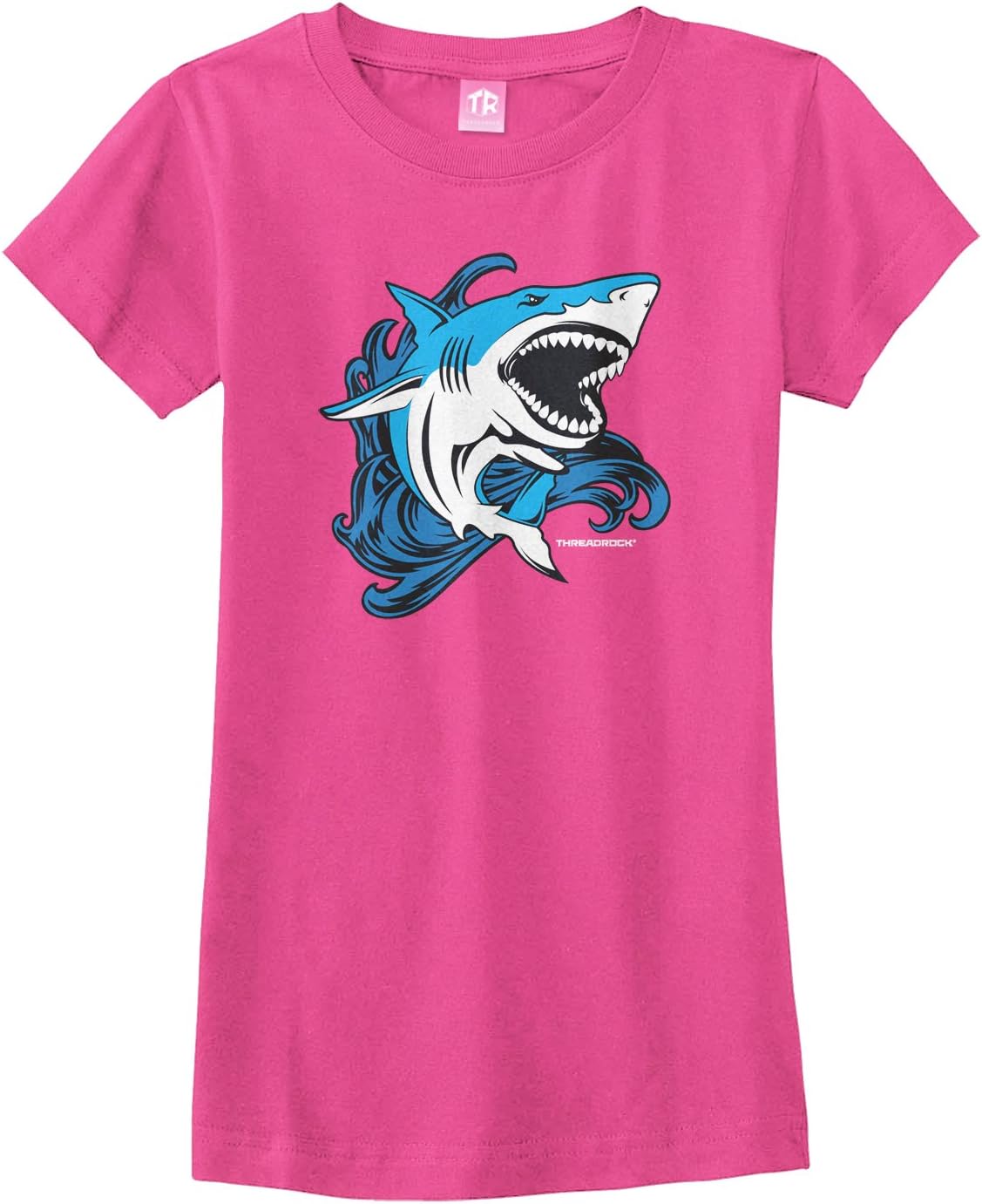 Threadrock Big Girls' Shark Fitted T-Shirt