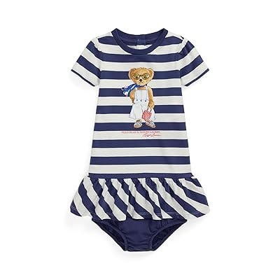 Polo Ralph Lauren Kids Striped Polo Bear Cotton Dress Bloomer (Infant) Girl