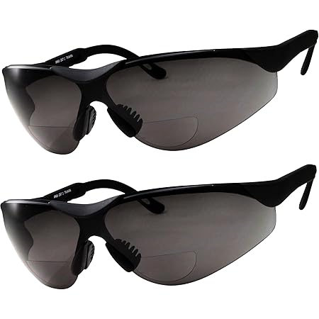 Amazon.com: 2 pares de gafas de sol bifocales de seguridad negro lente con  esquina de lectura – brazos totalmente ajustables diopter/+1.00: Home  Improvement