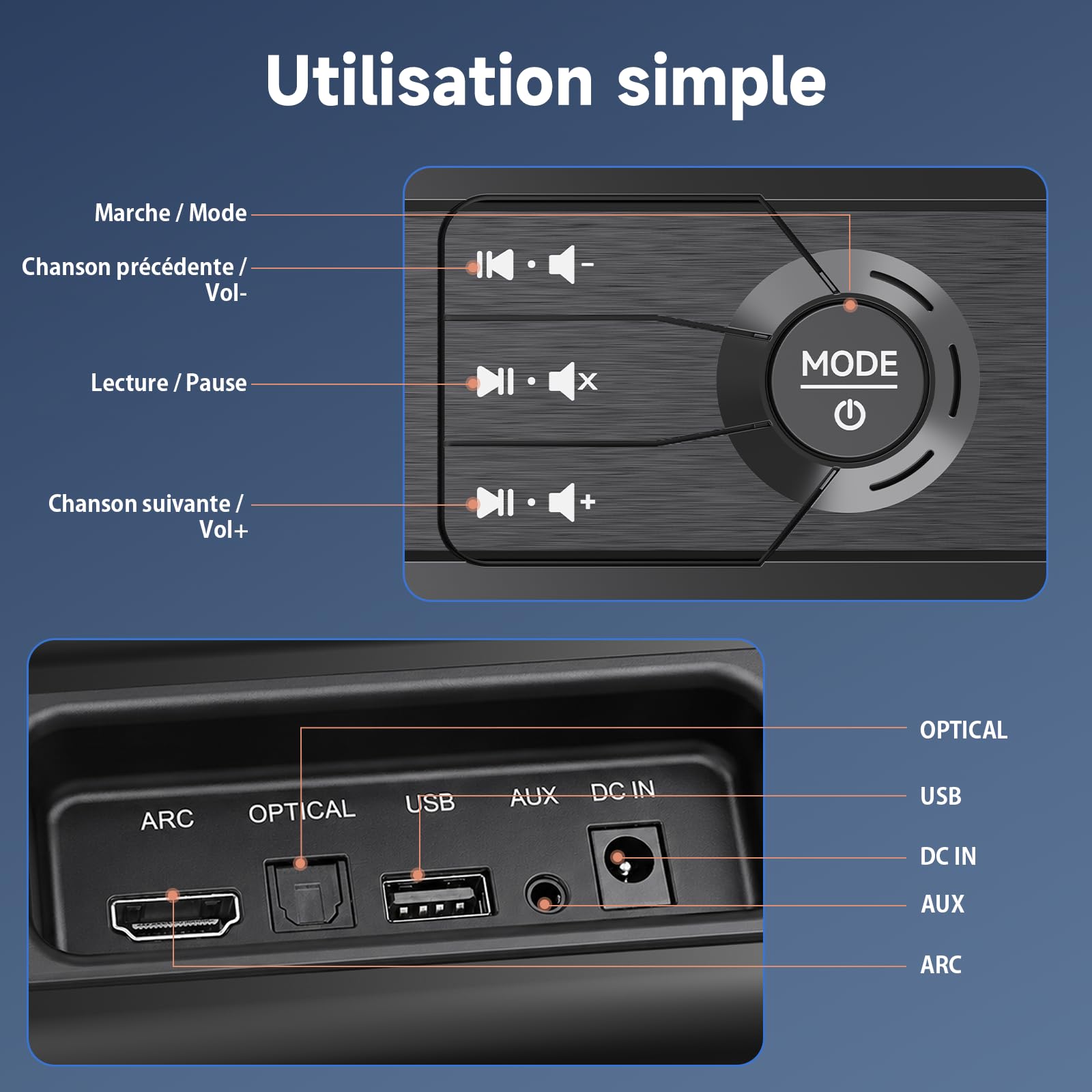 JYX Barre de Son TV 200W Puissance Crête, Soundbar 3.1 Canaux Home Cinéma avec Tweeter + Woofer 4 Pouces, Son Surround et Dialogues Clairs, Bluetooth 5.4, HDMI Arc/Optique/AUX, pour TV, PC