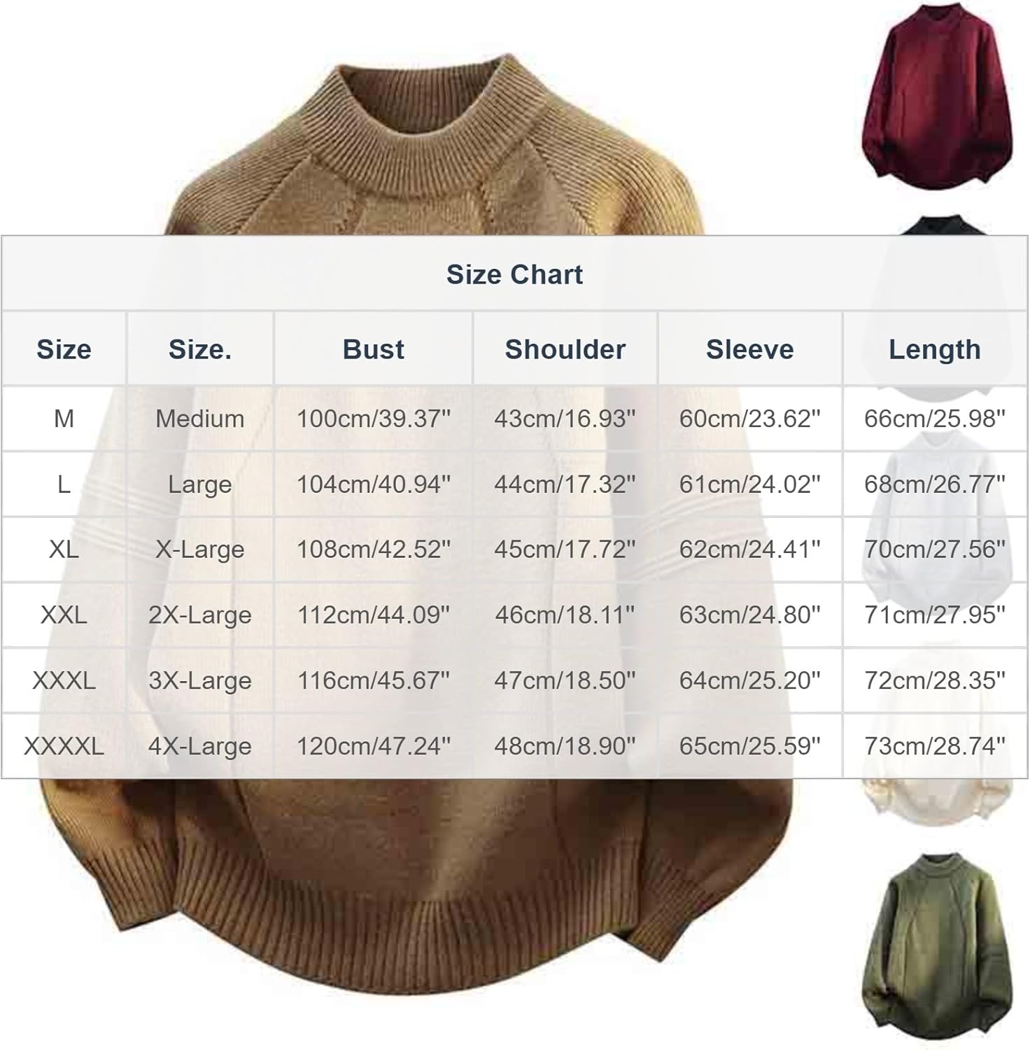 Cambkatl Stylish Mock Neck Sweaters for Men Fall Winter Cozy Cable Knit Pullovers Long Sleeve Loose Jacquard Jumper Tops