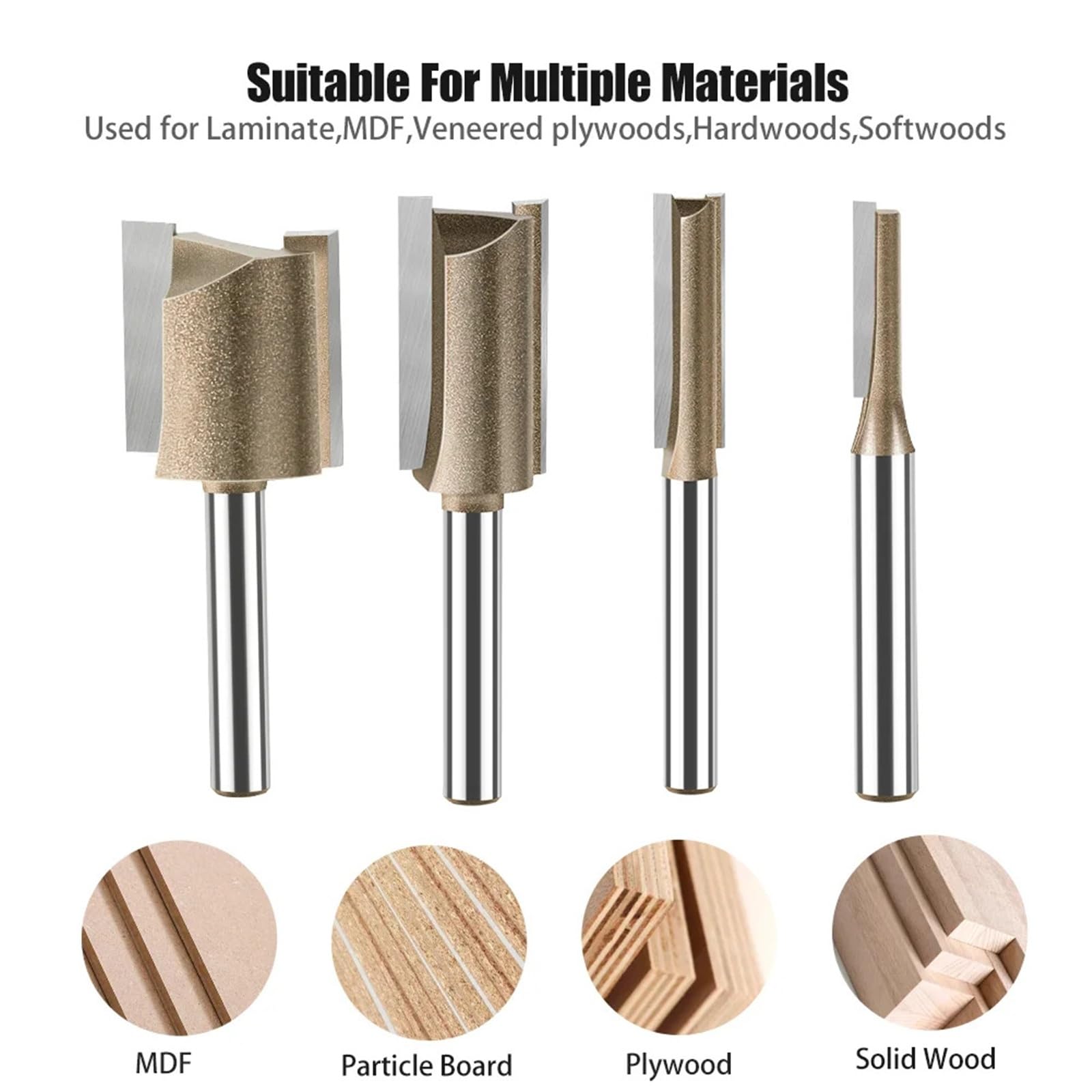 Broca Recta CNC De Vástago De 6mm, Embellecedor Al Ras, Broca Enrutadora De Doble Flauta, Fresa De Carburo De Tungsteno, Herramientas De Carpintería, 1 Ud.(10PCS 6mm Shank)