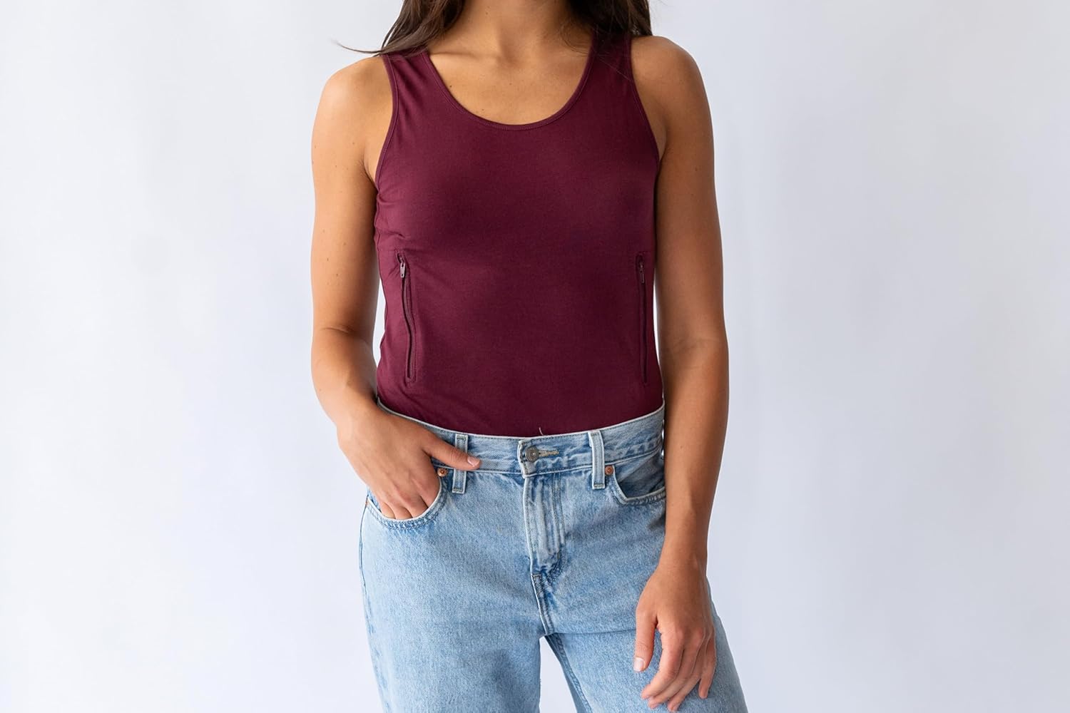 Clever Travel Companion Womens Tank Top with 1 Hidden Zipper Pocket, 100% Pickpocket Proof Holiday Tour Sleeveless Tee Shirt