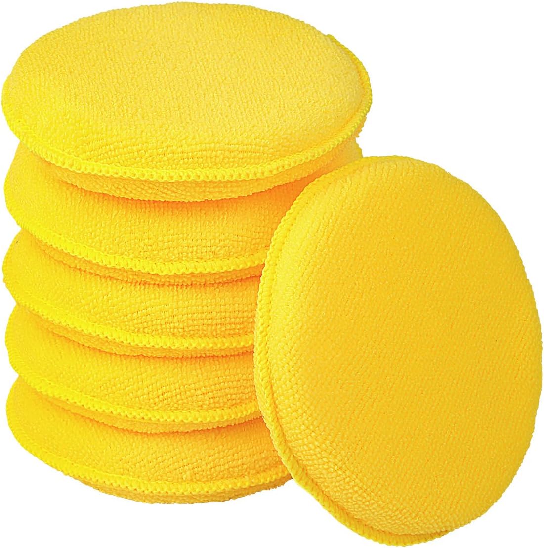 FONAROLL Microfiber Wax Applicator Pads, Car Wax Applicator, Buffing & Detail Polishing Foam Pads for Car Cleaning and Fine Polishing (5" Diameter, 6 Pack) - Yellow