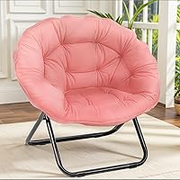 Vista 18 de Silla plegable con platillo, silla Lazy Moon con marco de metal, cómodas sillas de dormitorio para dormitorio, sala de estar, estudio, gris JC