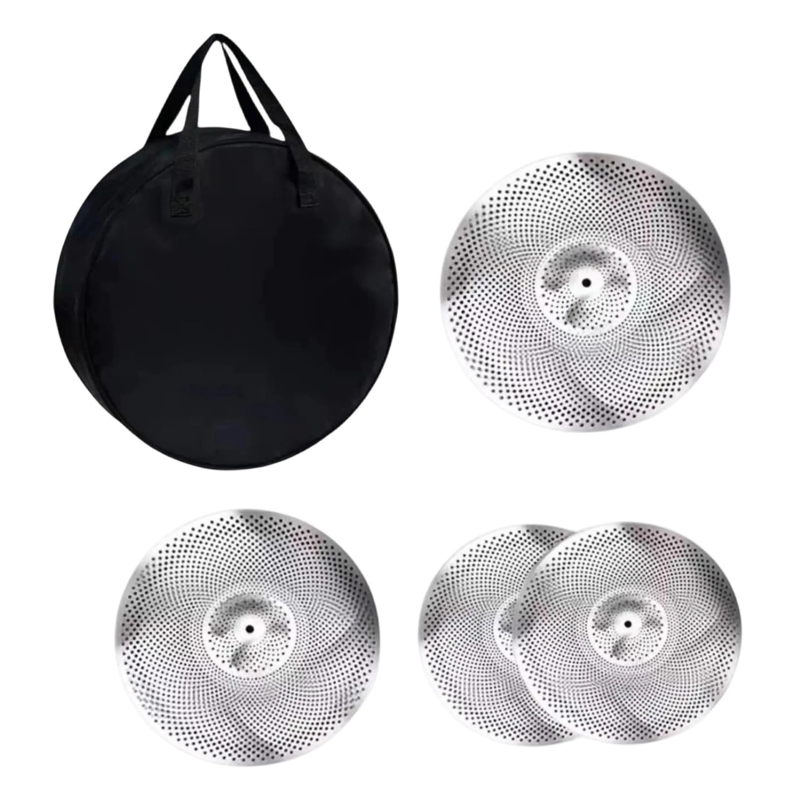 Profesjonalna Talerz 14 Hi Hat 16/18 Crash 20 Inch Ride Zestaw Talerzy O Niskiej Głośności Dla Zestawu Perkusyjnego Sala Prób Początkujących(14-18in 4PCS)