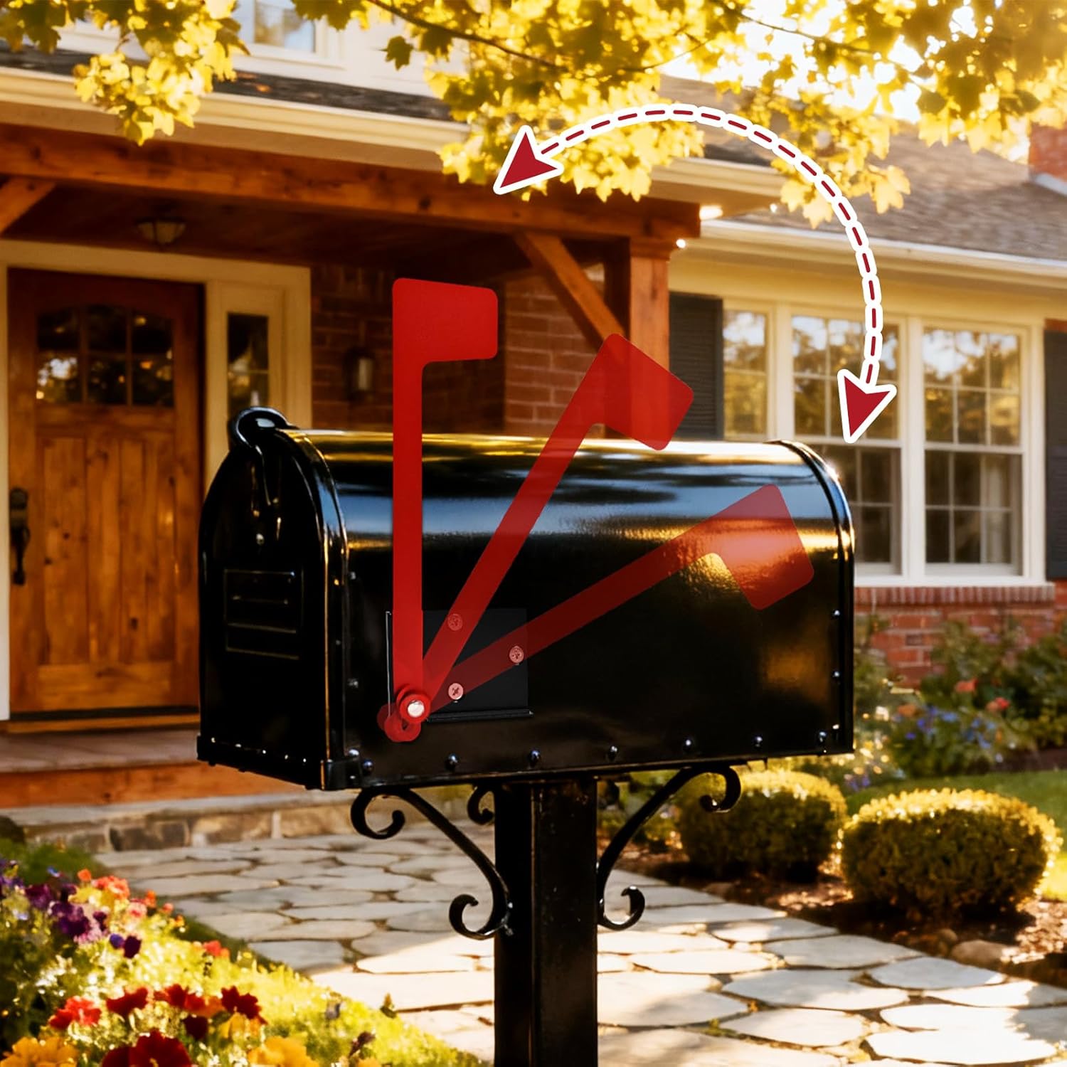 Mailbox Flag Replacement Kit - Galvanized Steel Flag Holder for Mailbox Door, Two-Way Installation for Wood, Wall, Metal or Stone Mailboxes