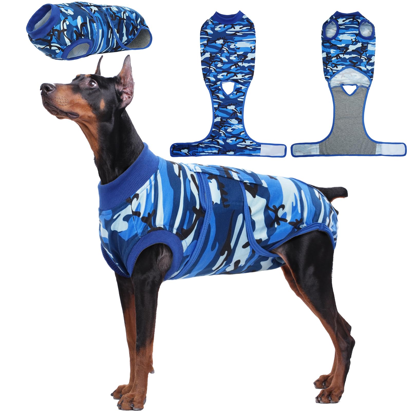 Kuoser Dog Surgery Recovery Suit, Professional Dog Recovery Suit Dog Surgical Recovery Suit Female Male, Anti-Licking Neutered Spay Onesie for Small Medium Large Dogs Puppy E-Collar &Cone Alternative