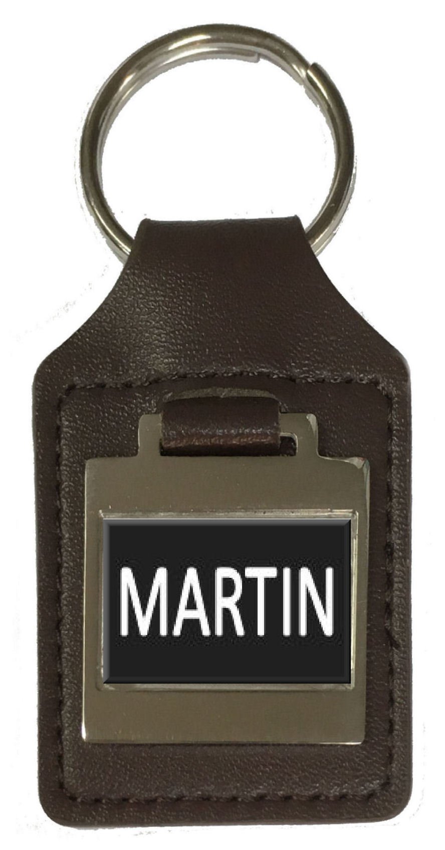 Porte-clés en cuir véritable Martin avec gravure de nom haut de gamme - 5