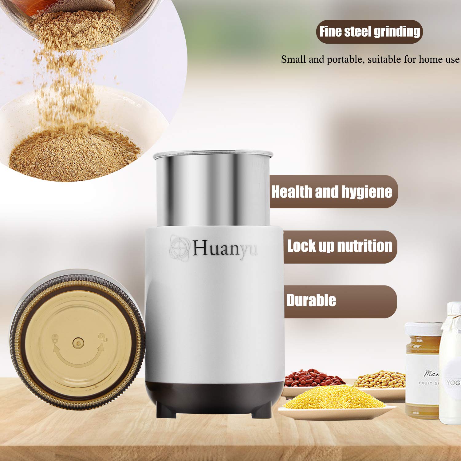 Macinino Elettrico Huanyu 200g - Per Caffè, Spezie E Cereali | Multiuso - Foto 6