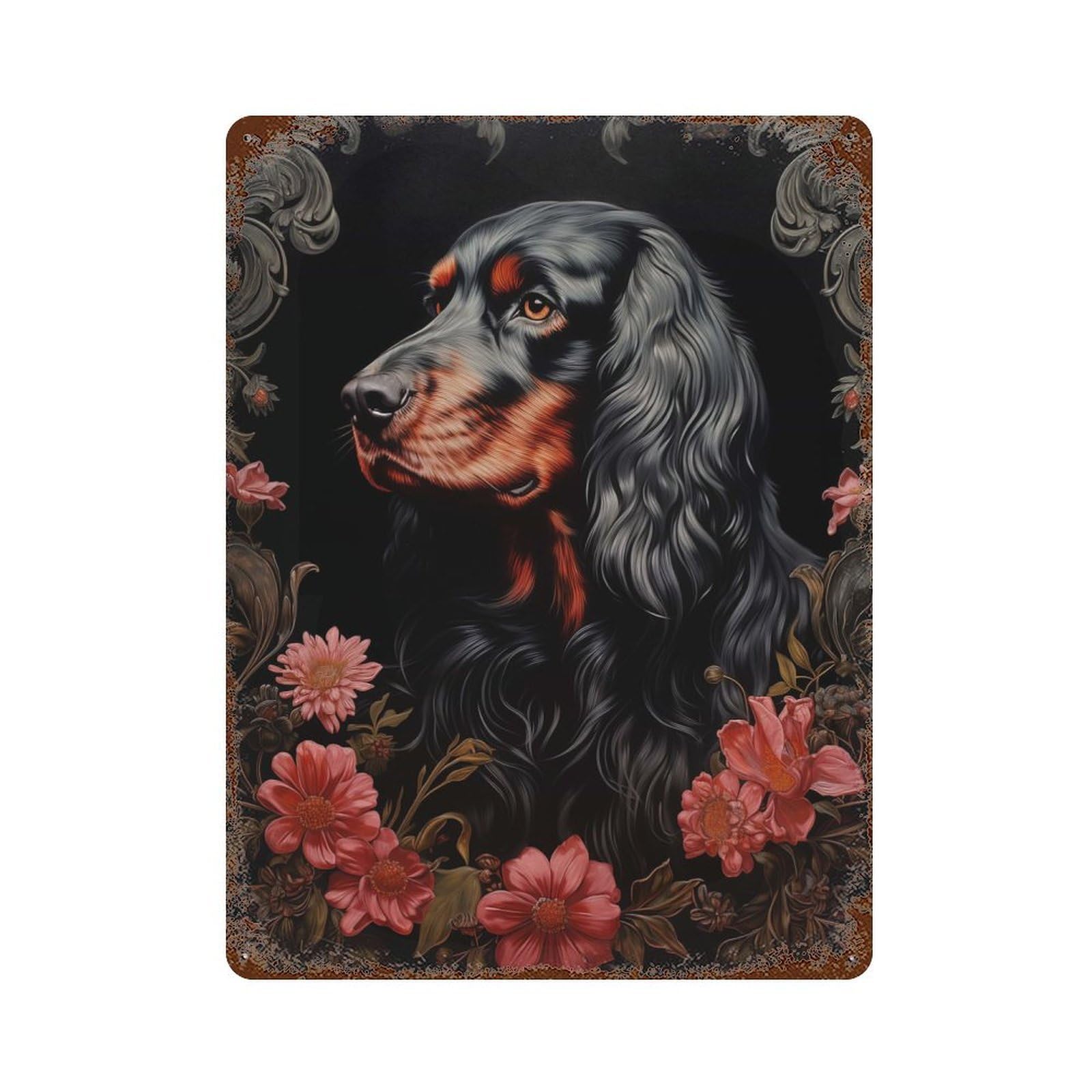 Rust Effect Gordon Setter Decorative Tin Sign 15.7"x11.8", Rustic Home Decor for Cafe, Home Bar And Lounge Decor