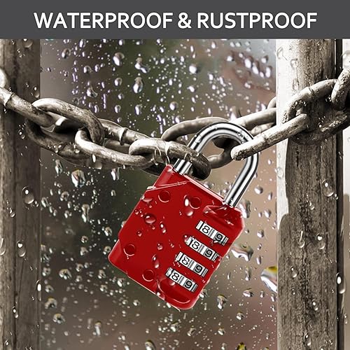 Miniatura 7 de Vervida Paquete de 2 cerraduras de combinación, candado resistente de 4 dígitos reiniciable, para exteriores, para casillero de gimnasio, casillero