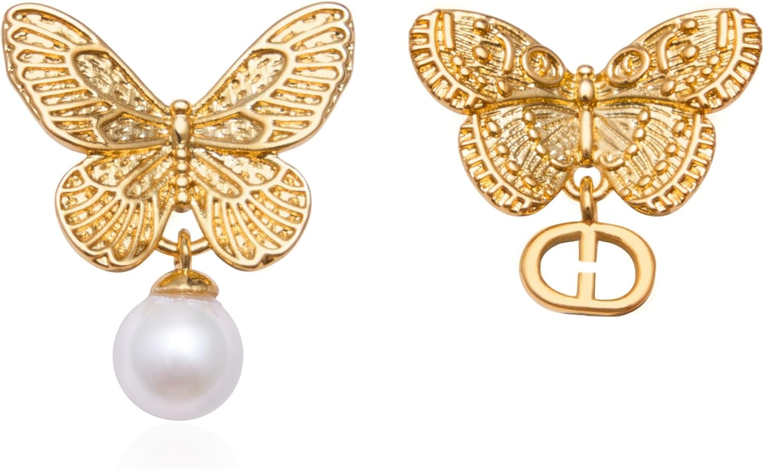 IDOKAWA Vintage Jewelry Number 5 Earrings Camellia Studs Asymmetric Pearl Earrings Jewelry for Women-White/Black/Pink