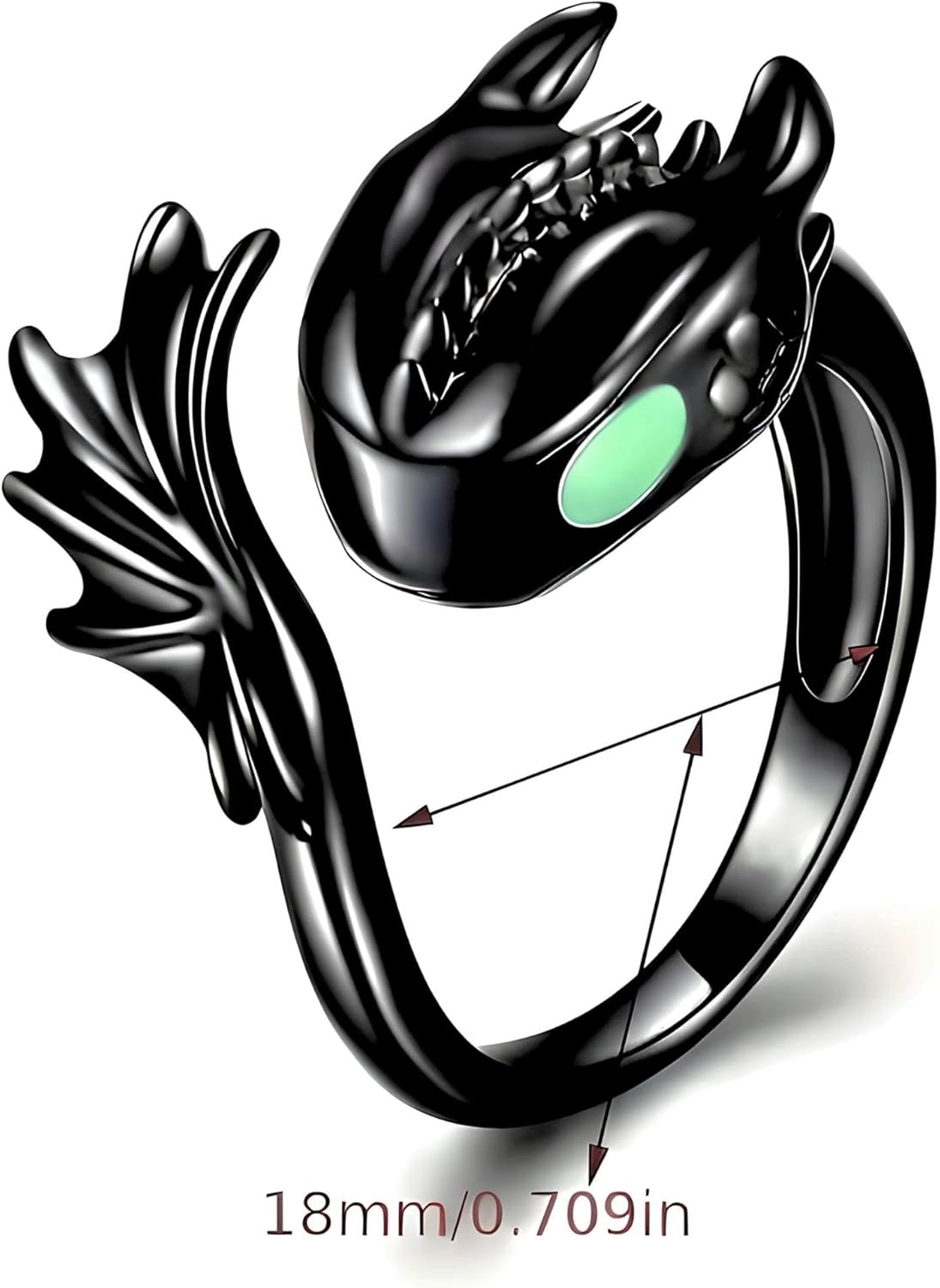 SUPAC Whimsical Silver Flying Dragon Ring - Unique Animal Shape Design, Adjustable Index Finger Ring for Men or Women, Cute Personality Statement Jewelry, Niche Fashion Accessory