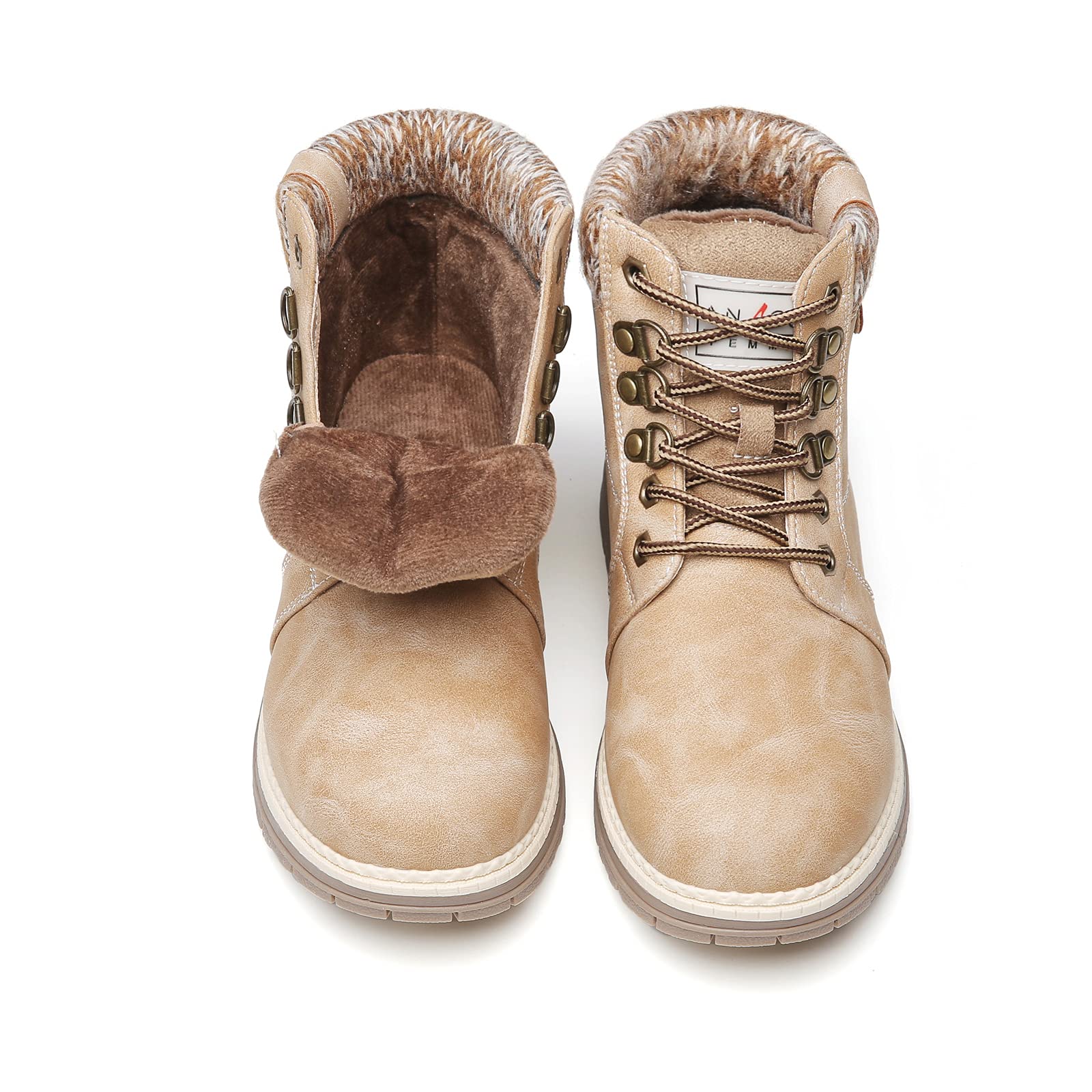 ANJOUFEMME Bottes d'hiver pour femme - Bottes de randonnée et de randonnée - Imperméables - Pour le camping, la randonnée