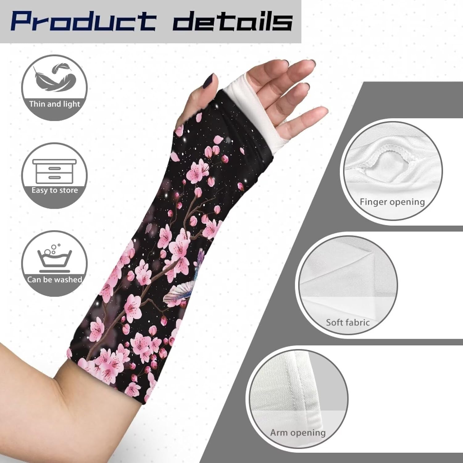 Arm Cast Cover Cherry Blossoms Cast Scratcher for Arm Sleeve Pink Arm Cast Protector Adult Elastic Arm Cast Sleeve Arm Wrist Elbow Protection Cover Size S