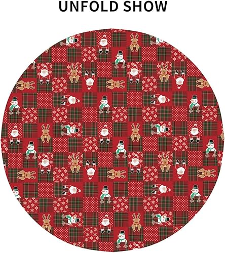 Miniatura 8 de VEDACHIC - Mantel redondo de 70 pulgadas, diseño de muñeco de nieve, Papá Noel, reno, a cuadros, mantel de Navidad, lavable, resistente al agua,