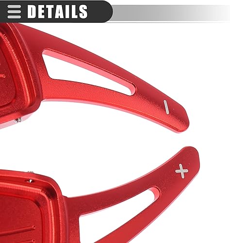 Miniatura 5 de Motoforti Cubierta de extensión de la palanca de cambios del volante, para Audi Q7 2017-2019, aleación de aluminio, rojo, 2 piezas