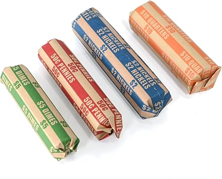 DGBDPACK 125 Assorted Flat Coin Wrappers, 25 Dimes, 25 Nickels, 25 Pennies, 50 Quarters Convenient Pack