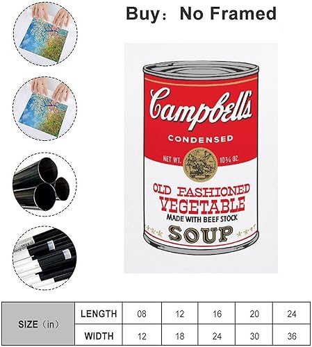 Miniatura 2 de LEES TOSS Andy Warhol - Lata de sopa (verduras a la antigua), lienzo decorativo para pared, pintura para dormitorio, póster estético para