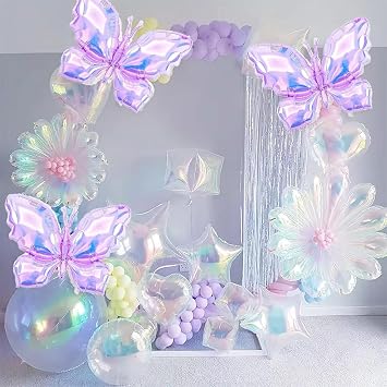 6 PCS Butterfly Balloons, Butterfly Birthday Decorations, Butterfly Foil Balloon, for Butterfly Themed Party Wedding Baby Shower Birthday Party Decoration