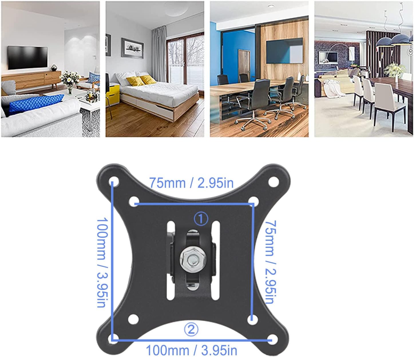 Full Motion TV Wall Mount for 17-22 Inch TVs, Articulating Monitor Bracket with 180 Degree Rotation, Tilt and Swivel Adjustable Arms for Heavy Duty Up to 44lbs