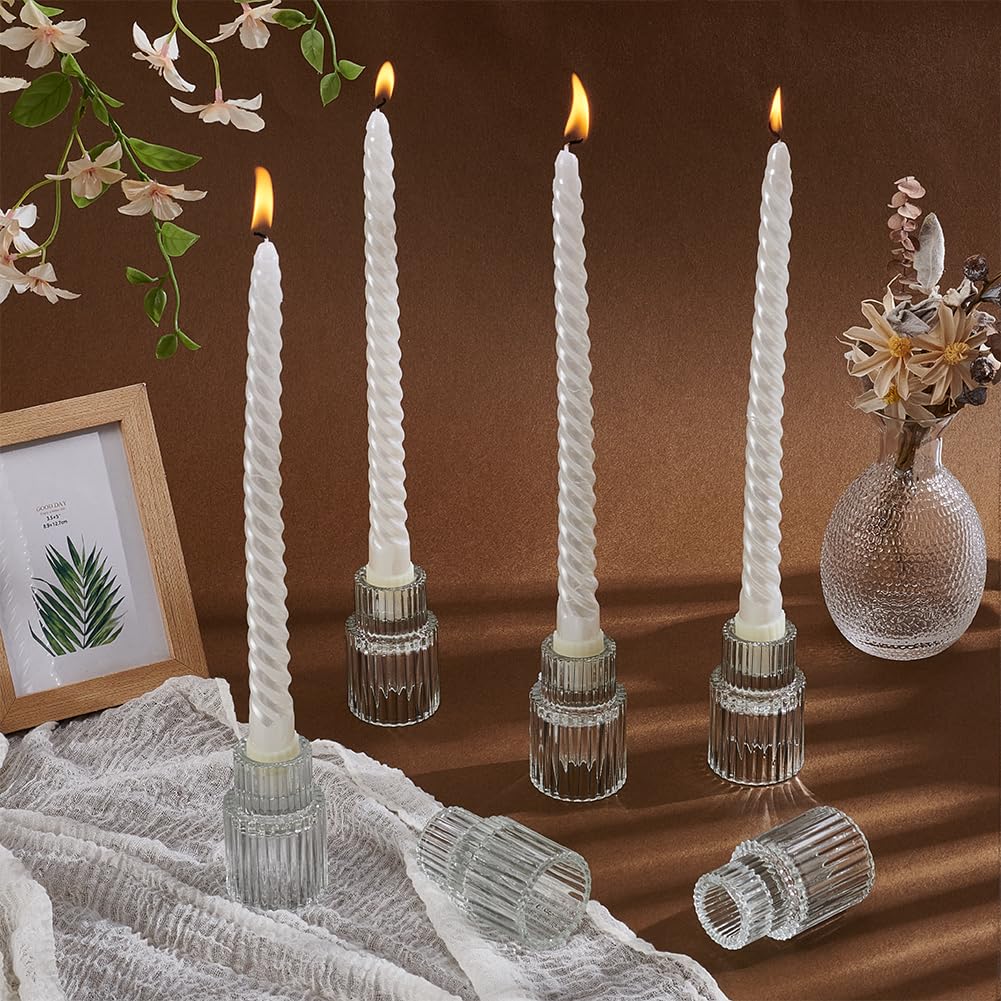 24 portacandele in vetro appuntito, piccolo candelabro, decorazione da tavolo, centrotavola in grandi quantità, per feste di Natale, soggiorno, cena, decorazioni per la casa, feste di addio