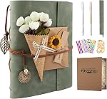 Scrapbook Photo Album 100 Pages, 60 Pages Self Adhesive+40 Pages Kraft Paper DIY Photo Book for 2x3 3x5 4x6 5x7 Pictures, Leather Memory Book for Wedding Baby Family Travel Birthday Christmas