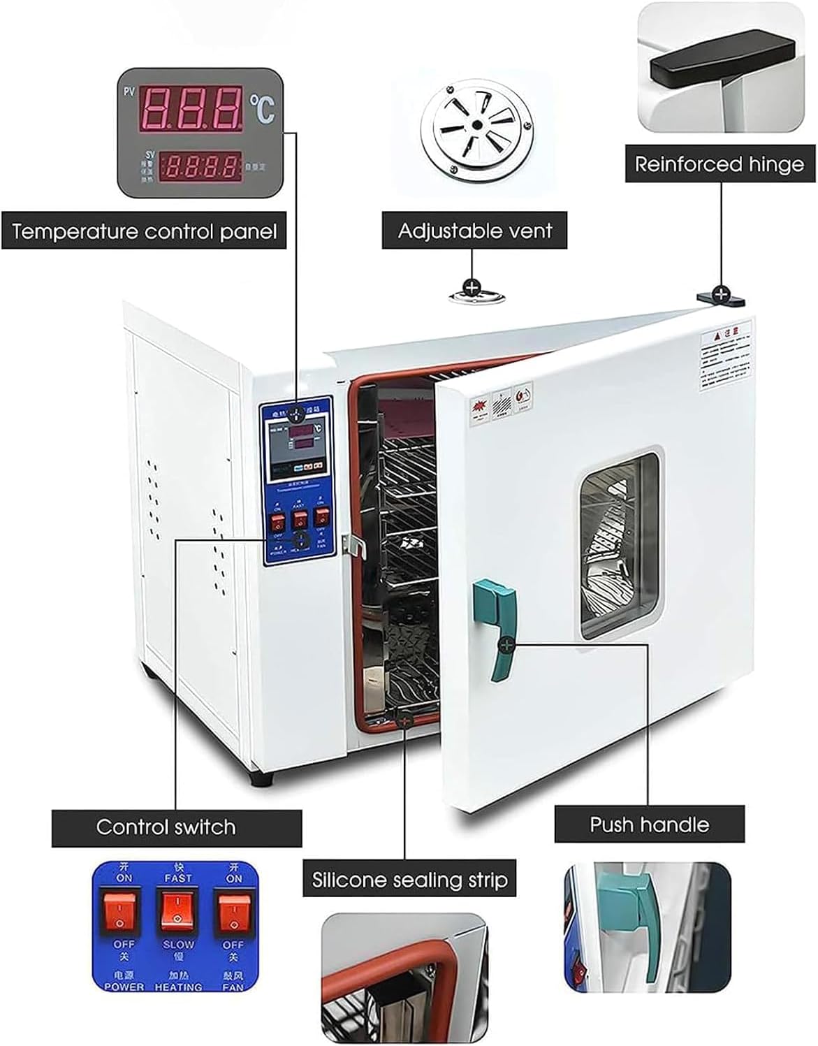 産業用定温送風乾燥オーブン インテリジェント温度コントローラー搭載 ラボ用空気対流乾燥 サーモスタットインキュベーターオーブン