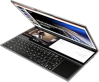 Cuifati Slim Laptop, Double Screen Laptop, 16in HD Main Screen 14in Touch Control Sub Screen, 8G RAM 256G, for Core I7, Dual Channel 4TB SSD Expansion, for 10/11 (UK Plug)