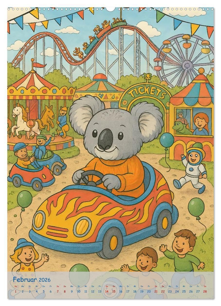 Koalas Wimmelwelt ein Jahr voller Wimmelspass! (Wandkalender 2026 DIN A2 hoch), CALVENDO Monatskalender: Der liebenswerte Koala erlebt jeden Monat ein ... Groß und Klein begeistern. (CALVENDO Spass)