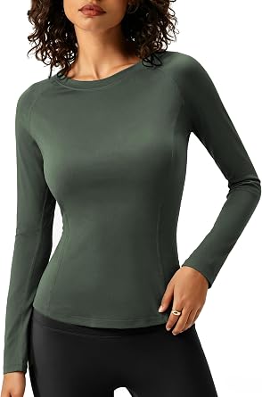 Workout Tops for Women Long Sleeve Compression Shirts Athletic Yoga Tops Slim Fit Gym Sports Running Tee Shirt