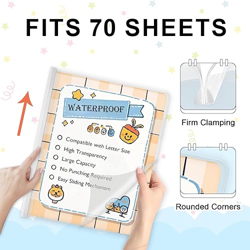 Miniatura 5 de Paquete de 20 portadas transparentes para informes con barras deslizantes, 0.354 in (capacidad de 40 hojas), carpetas de archivos de barra