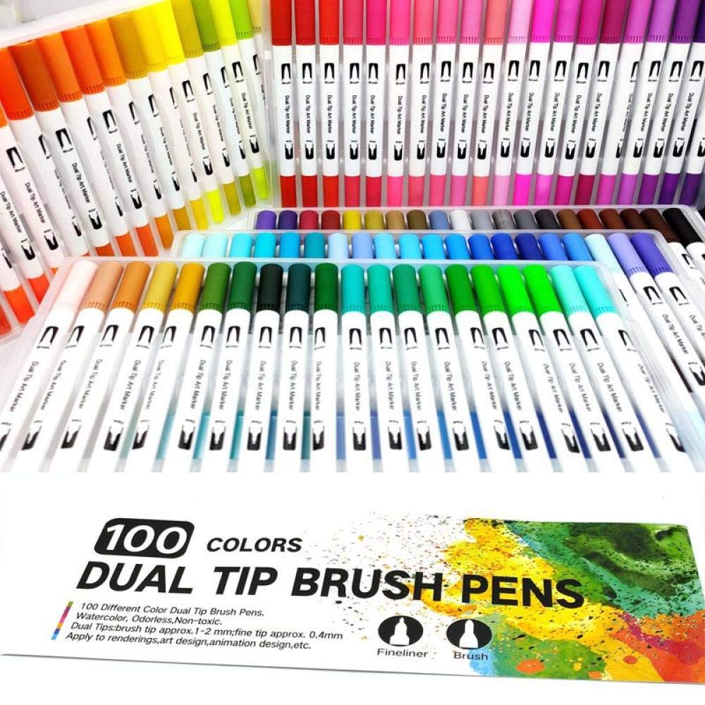 Aquarellstift 12/24/36/48/72/100 Farben Fineliner Zeichnung Manga Malerei Aquarell Art Marker Pens Dual Tip Brush Pen Schulbedarf 36 Farben (12 Farben) (12 Farben)