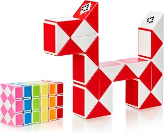 CUBIDI® Magic Snake Cube | Fidget Snake Toy for Kids | Travel Toys for Kids Ages 4-8 | Great Gift for Boys and Girls Birthday, Christmas, Stocking Stuffers - 24 Blocks | 0.9 inch x 0.7 inch | Red