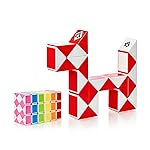 CUBIDI Magic Snake Cube | Fidget Snake Toy for Kids | Travel Toys for Kids Ages 4-8 | Great Gift for Boys and Girls Birthday, Christmas, Stocking Stuffers - 24 Blocks | 0.9 inch x 0.7 inch | Red