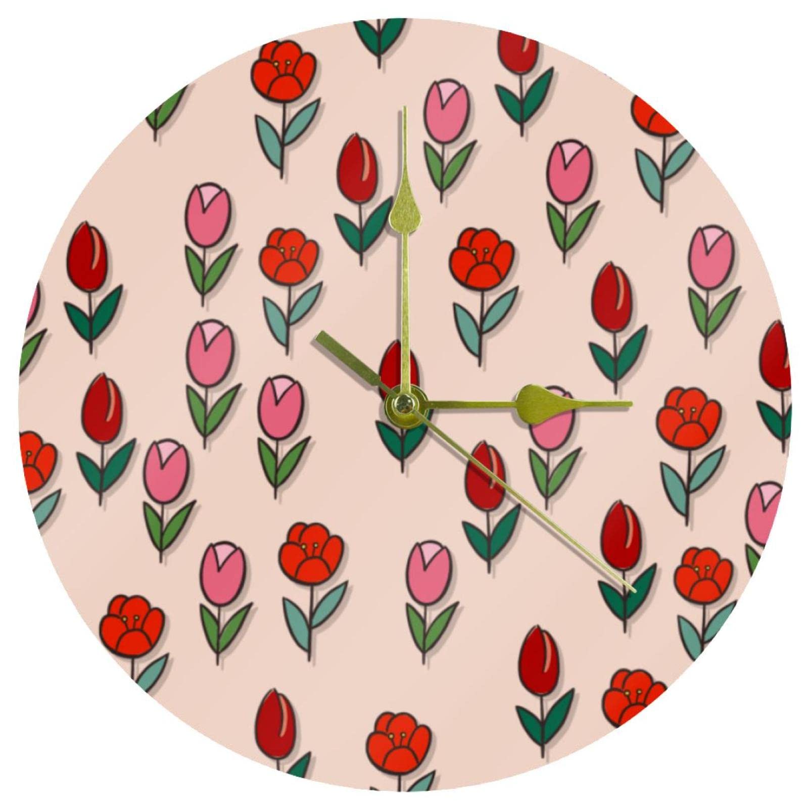 Horloge murale de jardin motif fleurs mignonnes pour déco de maison