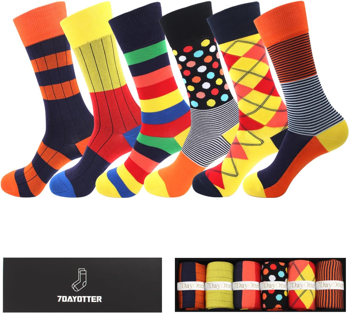 7DayOtter Modal Odor Resistant Dress Socks for Men Cotton Business Crew Patterned Dress Sock - Image 2