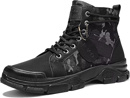 TERBOFIN Tactical Military Boots for Men Comfort Combat Boots Lightweight Camouflage Mid-top Canvas Boots with Soft Out-sole for Casual Work Walking