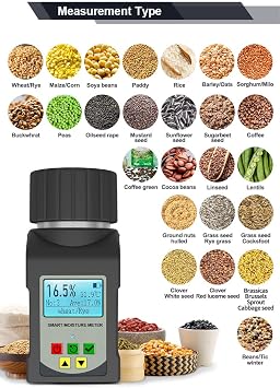 Smart Grain Moisture Tester,5-in-1 Portable Grain Moisture Meter,25 Grains, Portable Grain Moisture Meter with Digital Display Voice Broadcast Data Hold,for Wheat Bean Peanut Moisture Detector
